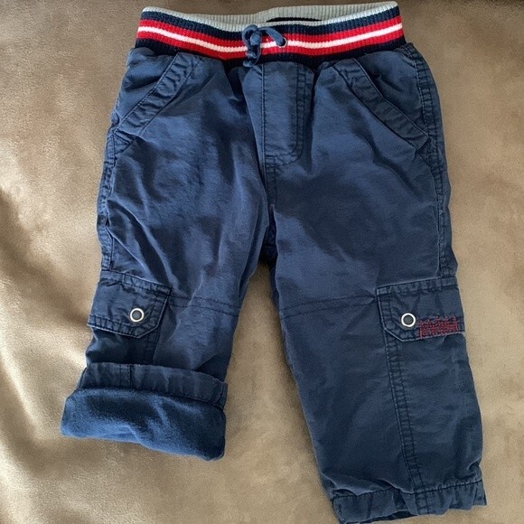 SONOMA/CAT&JACK FLANNEL-LINED PANTS size 12 months LOT OF 2 - Picture 2 of 9